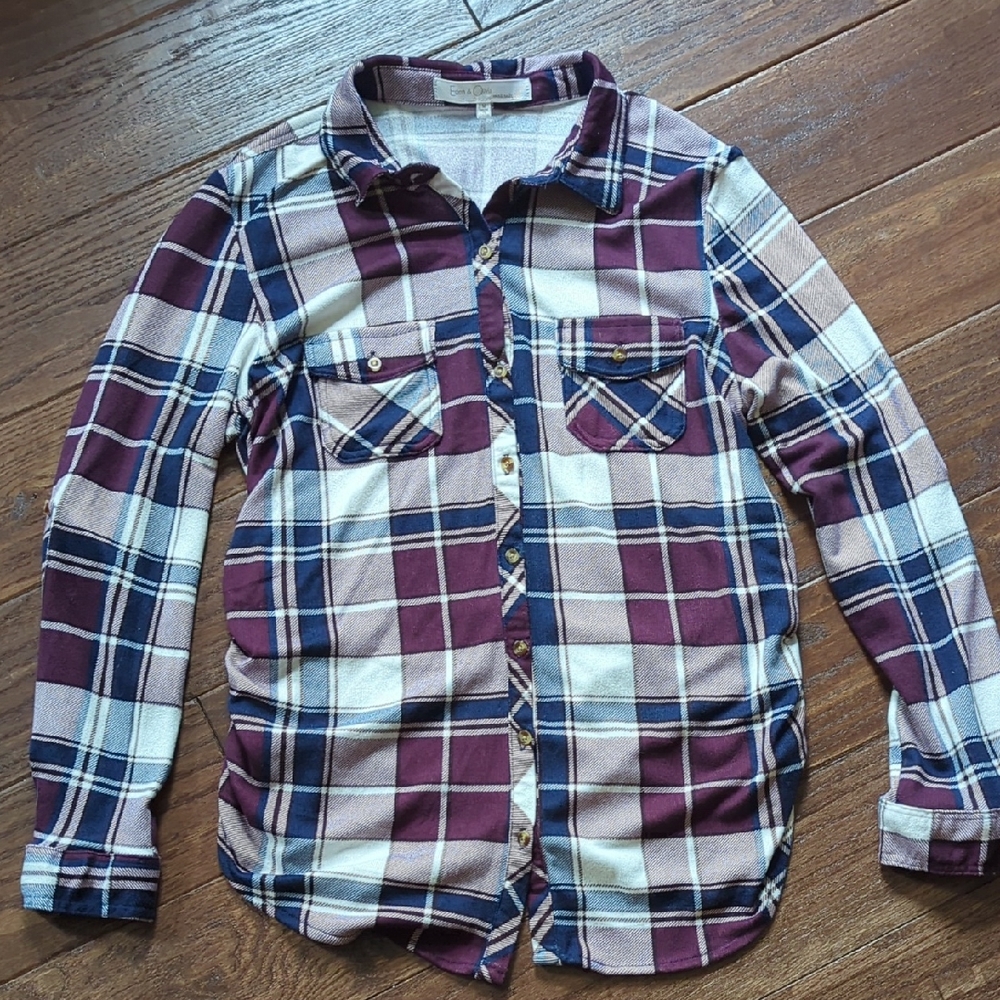 Eden & Olivia Maternity Purple/Navy/White Flannel Size medium
